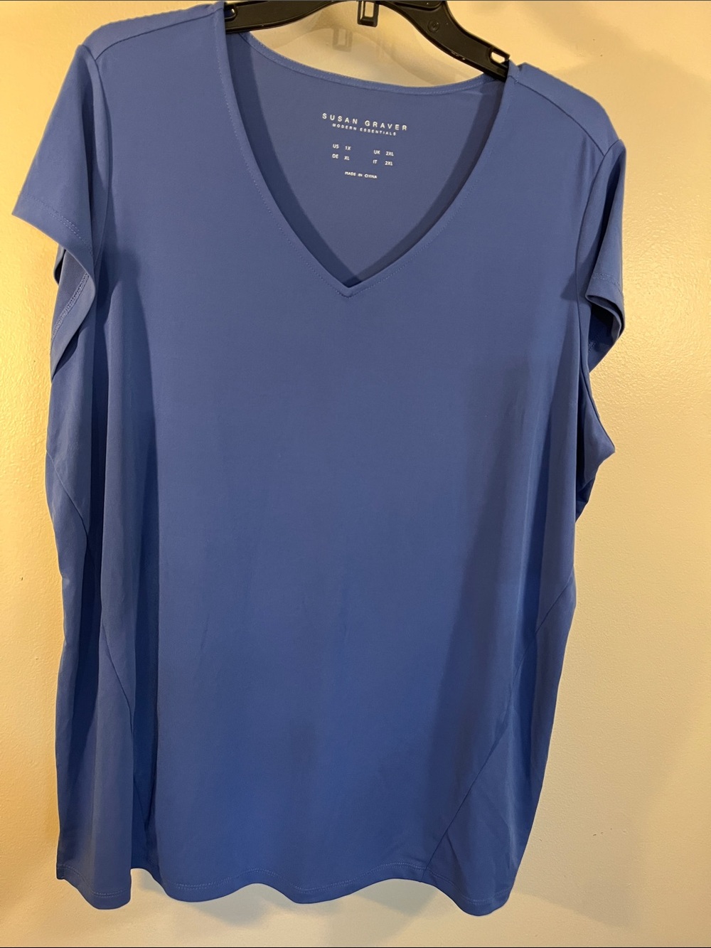 Susan Graver Periwinkle V-Neck Short Sleeve Tank Top